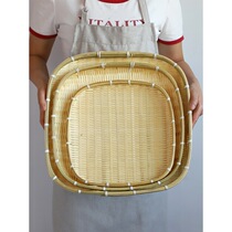 Bamboo square dustpan drying basket steamed bread basket bamboo basket bamboo sieve Bamboo Flat Shau Ji hand woven bamboo basket bamboo products