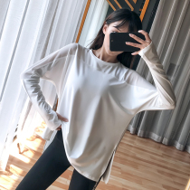 Fitness girl loose big code sports running hood tennis red autumn and winter style speed dry t-shirt yoga suit long sleeves slim fit
