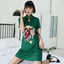 National tide Cheongsam Chinese style improved fashion design sense niche loose cover belly thin 2021 new summer clothes