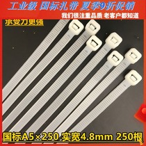  National standard A5*250mm wide 4 8 force buckle Plastic nylon cable tie Tied rope Tied wire sealed buckle White black