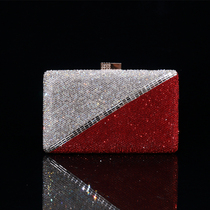 New diamond-studded evening bag female temperament shiny clutch bag square hard box bag party party party chain bag