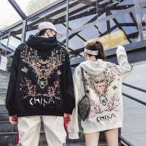 Autumn and winter new oversize national tide net red couple hooded sweater male hip-hop hoodie jacket ins top