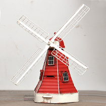 Handmade wrought iron Dutch windmill model retro nostalgic ornaments Living room decorations Window display ideas