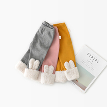 Korean version of childrens clothing girls leggings long autumn winter plus velvet medium thick autumn warm childrens clothing baby wearing foreign atmosphere