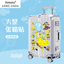 Spongebob luggage sticker large size a whole waterproof cartoon cute suitcase password box sticker art tide brand no glue no trace special cute retro wear-resistant anime rock hip-hop