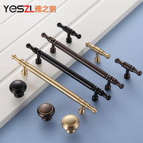Wardrobe Door Handle Drawer Pure Brass Upscale Light Extravagant Gold long bed Nightstand Wine Cabinet American Closet Door Handle Black