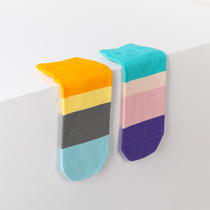 2 Double MEIKAN horizontal striped short tube socks