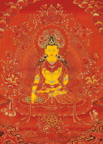 Yongzhong Buddhist Thangka Dunbasin Rao Miwo (Red Tang)HD printing Brocade Satin mounted Buddhist Thangka