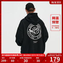 FPA Ring Cupid Hooded Sweater National Tide Brand American Loose Black Autumn Couple Wear Black Hoodie Men