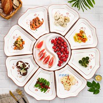 Round Table tableware shake sound same dish set New years Eve dinner ceramic combination platter household plate irregular dish