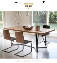  Nordic solid wood desk Conference table Creative wrought iron table feet High-quality log dining table Computer negotiation table Long table
