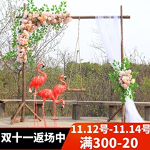 Lawn forest wedding props happy door arch wooden pile flower door stump background ornaments wedding arrangement wooden arch