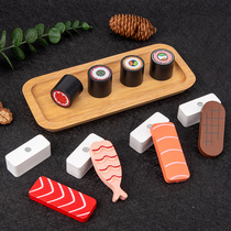 Wooden house kitchen toy simulation sushi children cooking mini cut cooking rice boys and girls kindergarten