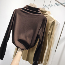 Hong Kong Ins net red long sleeve semi-high collar undershirt 2022 spring new Korean version for a fitting blouse womens dress