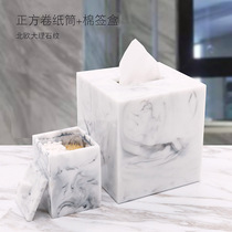 Creative Nordic marble square tissue box toilet simple living room coffee table storage box hotel paper box