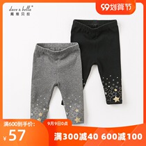 davebella David Bella baby childrens clothing spring and autumn womens clothing Baby Cotton star print casual trousers