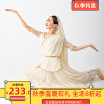 Yiman Indian dance costume Anna Katak dance dress white double-layer Indo-Pakistani style ethnic womens clothing