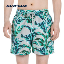 surfcuz coconut leaf men Beach pants seaside holiday quick-drying shorts hot spring Swimming Mens shorts loose