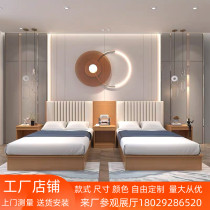 Hotel standard room double set soft bag backrest bed frame staff dormitory hotel apartment room panel furniture customization