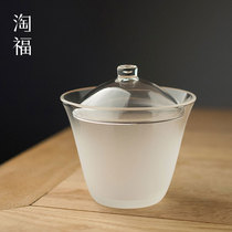 Thickened heat-resistant glass cover bowl Tea cup Three-year-old cup Single Kung Fu Tea bowl cover tea bowl Household tea bowl cup tea set