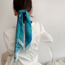 Seaside original hand painted square towels Little silk towels Women in spring and summer fashion Decorative Scarves with simulation silk scarves