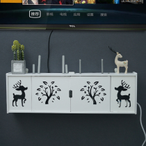 Wireless router storage box Non-punching WiFi shelf living room wall-mounted cat decoration shielding box wire storage