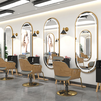 Net Red Barber shop mirror table cabinet integrated hair mirror hair cutting equipment hair salon special led with light hanging wall mirror
