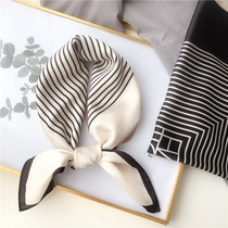 Spring and summer Korean small silk scarf striped small square scarf female decorative small scarf Versatile scarf headscarf decorative hair band