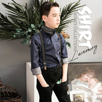 2022 boy shirt spring style pure cotton new Inren wind child male white lining clothes year damp spring dress retro spring and autumn