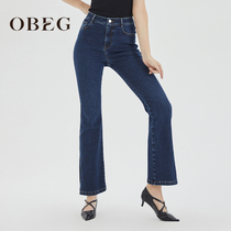 OBEG Au Bieqian 22 Spring Summer New Year of the Legs Long foot opening of the underhorn Trumpet Jeans Woman 10423055