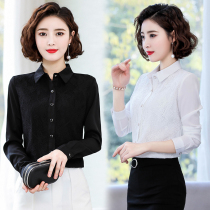 Chiffon Shirt Women's Long Sleeve 2022 New Spring Dress with Foreign Style White Lace Shirt Slim Backing Top Tide