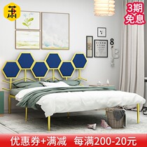 Modern simple environmental protection Nordic ins net red bed Light luxury princess Wrought iron bed Gold double bed Minimalist 1 8-meter bed