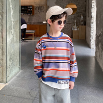 Boys autumn long sleeve T-shirt 2021 new childrens base shirt autumn top casual stripes Korean version of foreign gas