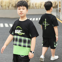 Fat boy short-sleeved T-shirt summer New Tide fat childrens clothing boy plus fat increase medium and large children loose casual top