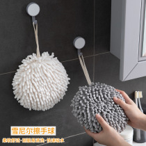 Kitchen water suction wipe handball chenille hanging towel toilet bathroom double-sided quick-drying thick hand towel