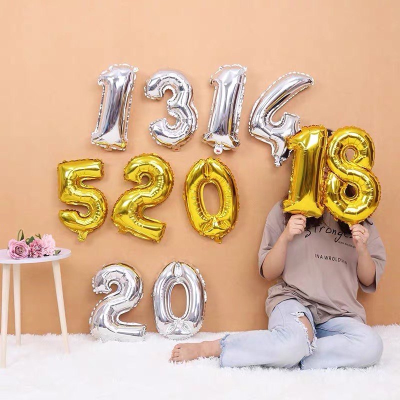 ins US imports aluminum foil 16 inch digital birthday party party layout dress up digital balloon