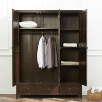 JSM pastoral vintage old solid wood wardrobe American country three door storage cabinet Jane Mei Villa apartment locker