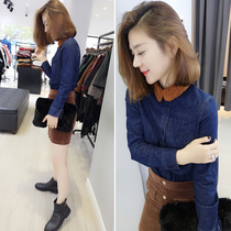  2021 new female autumn net red temperament small fragrance age reduction high-end denim corduroy skirt two-piece suit