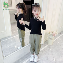 Girls autumn long sleeve T-shirt 2021 New High stretch Korean version of childrens foreign style coat girls spring and autumn base shirt
