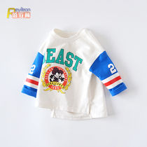 Clearance xiao tong zhuang male baby sweater T-SHIRTS spring and autumn 1-2-3 age chun qiu zhuang Korean tide baby top Western style 0