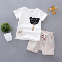 Childrens short sleeve set 1 summer boys childrens clothing baby cotton childrens clothes girls shorts baby Summer 3 years old