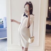 Small fragrant style knitted pregnant women dress 2021 Autumn New Fashion maternity dress long autumn pregnant women skirt