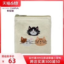 HIKOSEN CARA Carrcat coin bag Canvas Short mini cute Japan Ins headphone bag Zero wallet