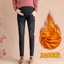 Pregnant Woman Pants Spring Fall Outside Wearing Jeans Big Code 200 Catty Winter Plus Suede Thickening Old Daddy Pants Women Fall Long