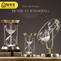 Nordic metal hourglass timer Bookcase Office desktop ornaments Living room creative home model room soft decoration