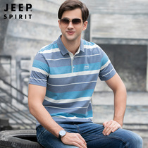 JEEP flagship mens summer cotton short sleeve T-shirt casual lapel polo shirt large size half sleeve mid-year