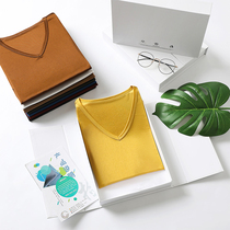 NZ Custom 2021 Japan Imports Triacetate Knit Simplicity about 100 Lap Pure Color Round Collar V-collar T-shirt Woman Short Sleeve Summer