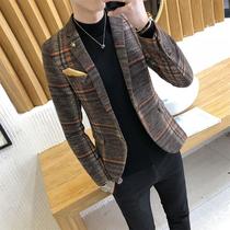 Tide brand 2020 spring and autumn new mens casual Korean casual plaid small suit slim business suit jacket