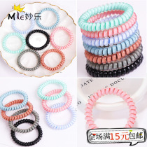 Korean version of simple candy color telephone line hair ring color head rope Hair ornaments tie hair rope does not hurt hair Rubber band bracelet