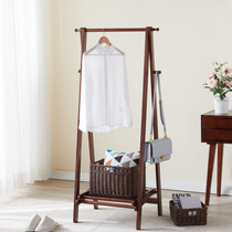 Hanger Floor-to-ceiling bedroom hanger Solid wood coat rack Household indoor foldable wooden room hanging clothes rack